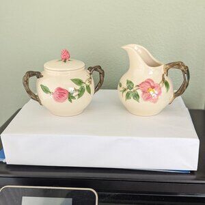 Franciscan Desert Rose Earthenware Sugar Bowl and Creamer